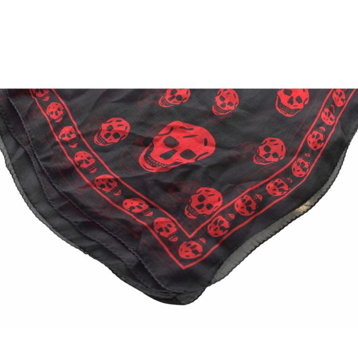 Alexander McQueen Black w. Red Skulls & Logo Print Large Scarf Wrap1
