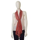 Roberto Cavalli Ecaille Red Logo 100% Silk Long Rectangle Scarf Foulard Wrap