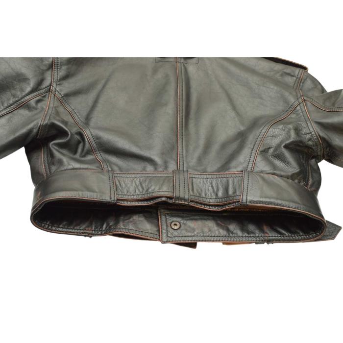Jean Paul Gaultier JPG Jeans Black Distressed Leather Crop Biker Jacket size 44