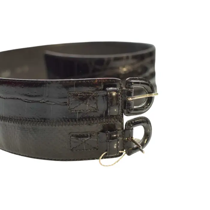 Gianfranco Ferre Woman's Black Leather Crocodile Embossed