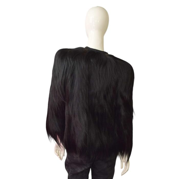 Black Long Hair Genuine Fur Jacket