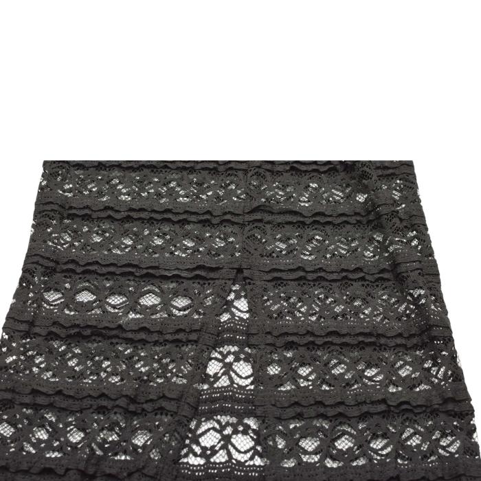 Alice + Olivia Black Elastic Sheer Lace Long Skirt Half Lined size 2 