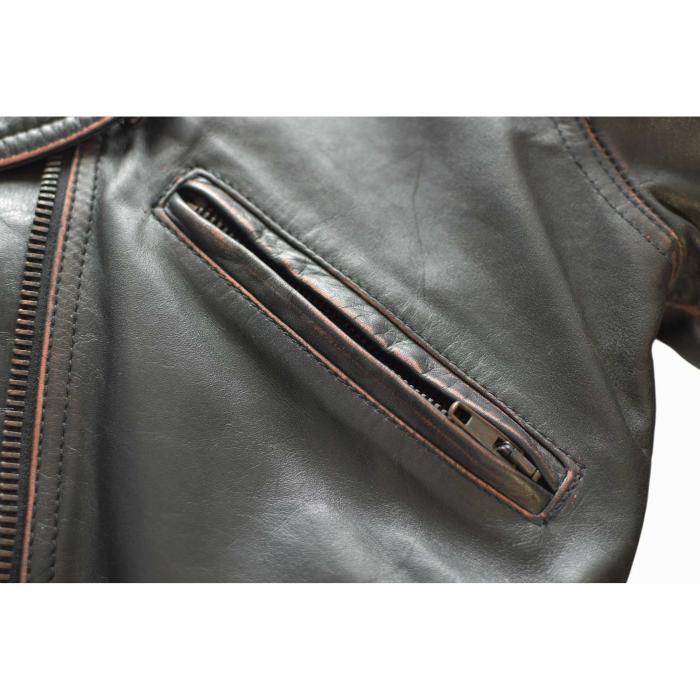 Jean Paul Gaultier JPG Jeans Black Distressed Leather Crop Biker Jacket size 44