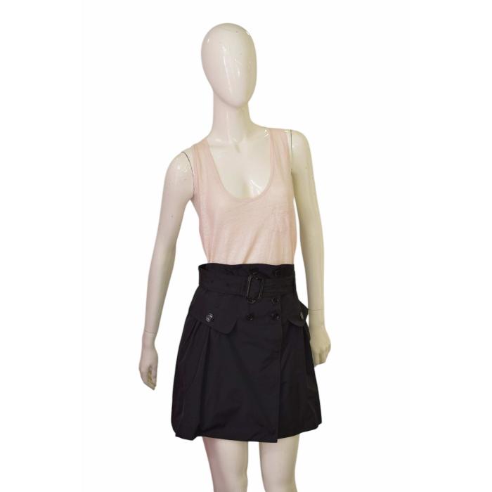 Burberry Black Polyester Belted A-Line Mini Length Skirt size UK 8, US 6