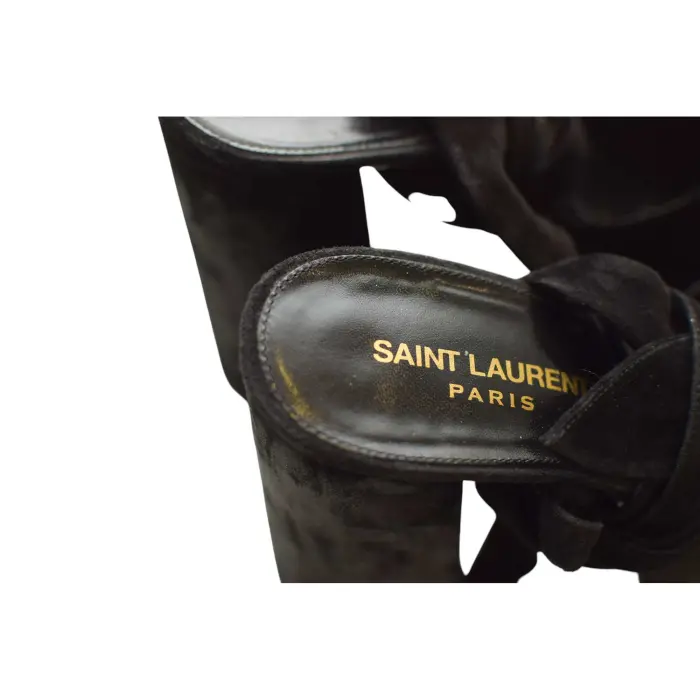 Yves Saint Laurent YSL Paige 145mm black suede platform sandals heels suede size 39 swap shop