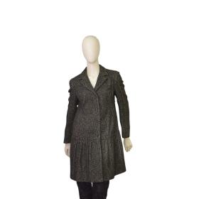 Prada Gray Melange Tweed Wool Cashmere Knee Length Coat w. Pleats size 40