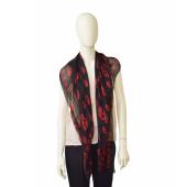 Alexander McQueen Black w. Red Skulls & Logo Print Large Scarf Wrap1