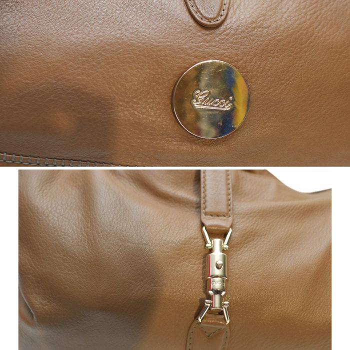 GUCCI New Jackie Brown Leather Tassels Large Hobo Shoulder Bag Handbag
