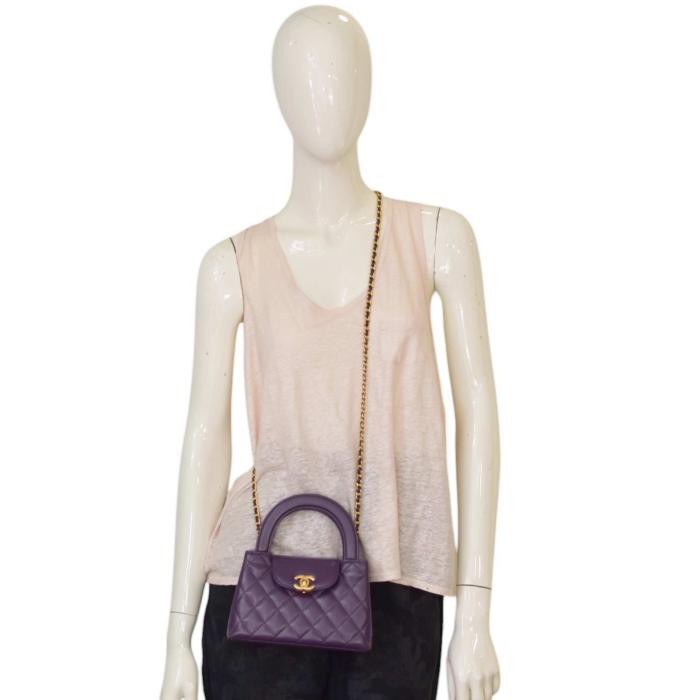 Chanel Small Kelly Shopper Purple Shiny Aged Calfskin Brushed Gold Hardware