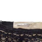 Alice + Olivia Black Elastic Sheer Lace Long Skirt Half Lined size 2 