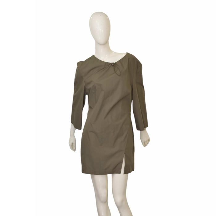 The Attico Khaki Green Back Zip 3/4 Sleeves Mini Dress size 44