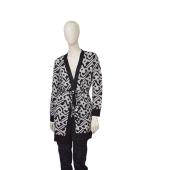 Alessandro Dell'Acqua Black & White Shiny Knit Belted Long Cardi Cardigan size S