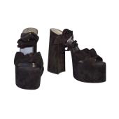 Yves Saint Laurent YSL Paige  145mm black suede platform sandals heels suede size 39