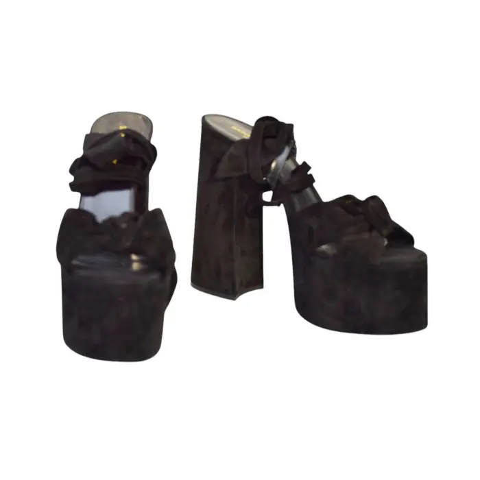 Yves Saint Laurent YSL Paige 145mm black suede platform sandals heels suede size 39 swap shop