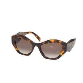 Prada SPR07Y Brown Tortoise Shell Print Degrade Polygon Braces Logo Sunglasses