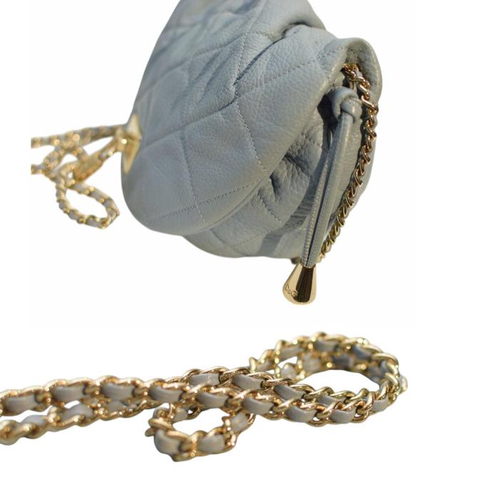 Dolce & Gabbana Vlada Blue Quilted Leather Flap Top Chain Crossbody Shoulder Bag