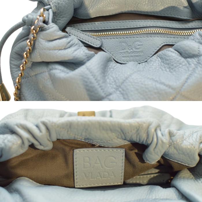 Dolce & Gabbana Vlada Blue Quilted Leather Flap Top Chain Crossbody Shoulder Bag
