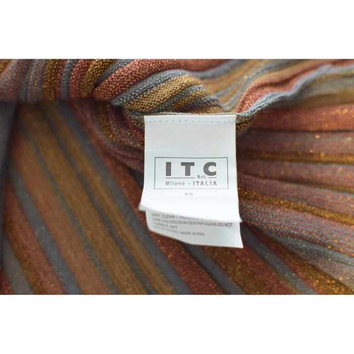 FERRE Striped Earthly Hues w. Metallic Shine Sleeveless Knit mini Dress size XS