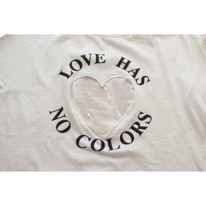 Moschino Jeans Love Has No Colors White Short Sleeve Cotton Top T-shirt size 46