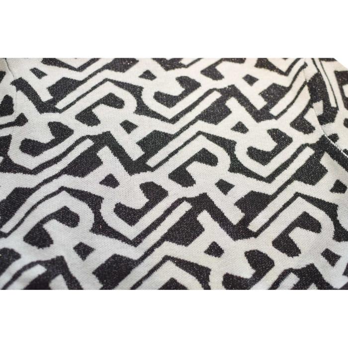 Alessandro Dell'Acqua Black & White Shiny Knit Belted Long Cardi Cardigan size S