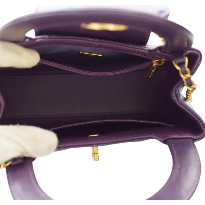 Chanel Small Kelly Shopper Purple Shiny Aged Calfskin Brushed Gold Hardware