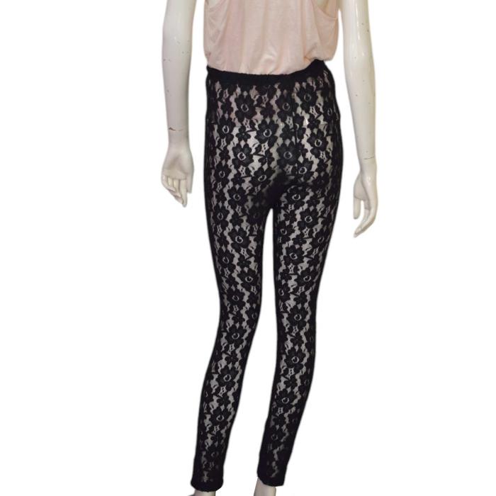 Comme des Garcons Black Sheer Floral Elastic Lace Leggings Trousers Pants S