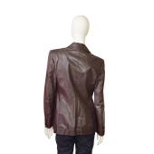 Roberto Cavalli Brown Distressed Leather Button Front Blazer Jacket size S