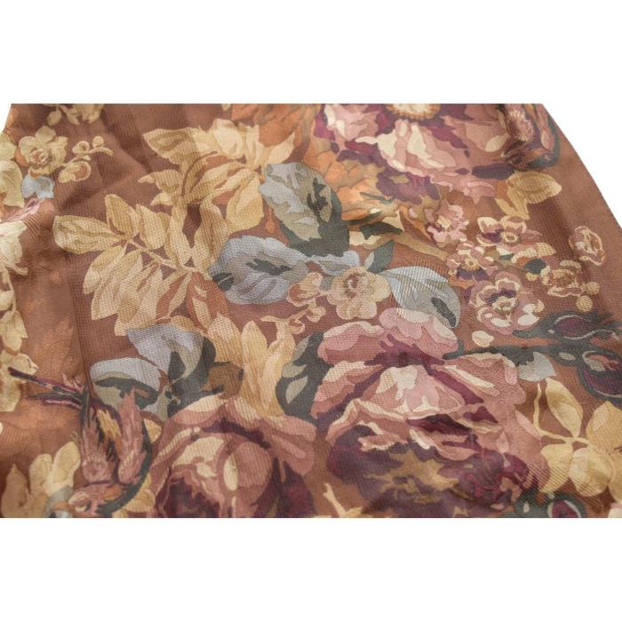 Ralph Lauren Floral Long Earthly Hues Brown Beige Scarf Foulard Wrap w. Fringes