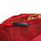 Alexander McQueen Red w. Gold Skulls & Logo Print Large Modal Scarf Wrap 
