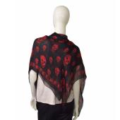 Alexander McQueen Black w. Red Skulls & Logo Print Large Scarf Wrap1