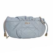 Dolce & Gabbana Vlada Blue Quilted Leather Flap Top Chain Crossbody Shoulder Bag