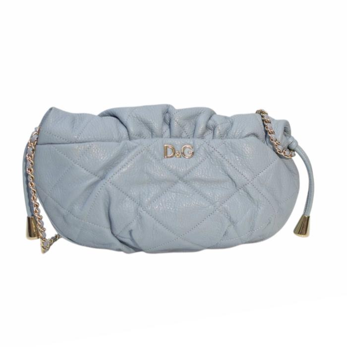Dolce & Gabbana Vlada Blue Quilted Leather Flap Top Chain Crossbody Shoulder Bag