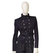 Burberry Women's Blue Double Breasted Short Military Style Belted Jacket UK 10