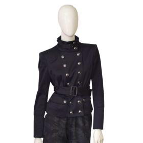 Burberry Women&#039;s Blue Double Breasted Short Military Style Belted Jacket UK 10