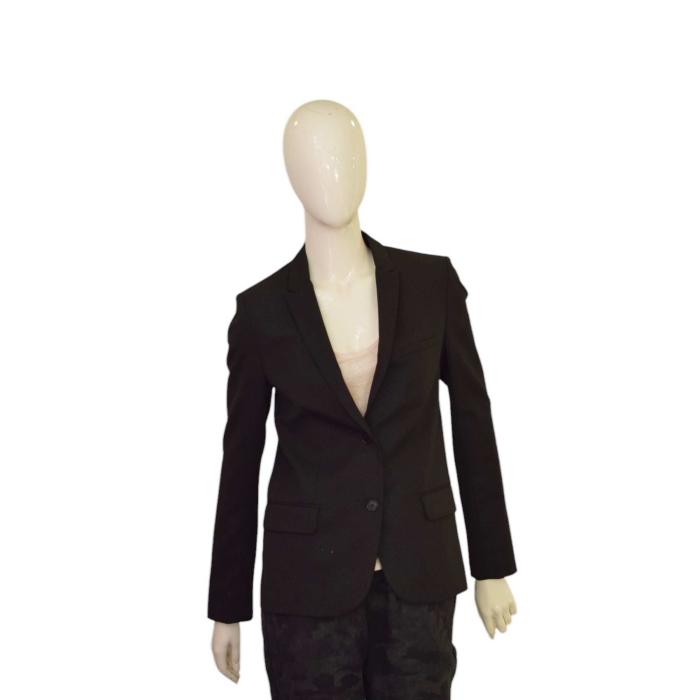 Zadig & Voltaire Vany Strass Black Shiny Fitted Two Button Jacket Blazer size S