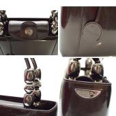 Christian Dior Vintage Dark Brown / Purple Patent Leather Maris Pearl Handbag 