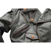 Jean Paul Gaultier JPG Jeans Black Distressed Leather Crop Biker Jacket size 44