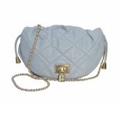 Dolce & Gabbana Vlada Blue Quilted Leather Flap Top Chain Crossbody Shoulder Bag