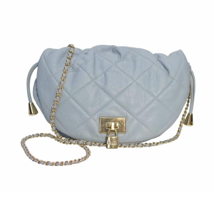Dolce & Gabbana Vlada Blue Quilted Leather Flap Top Chain Crossbody Shoulder Bag