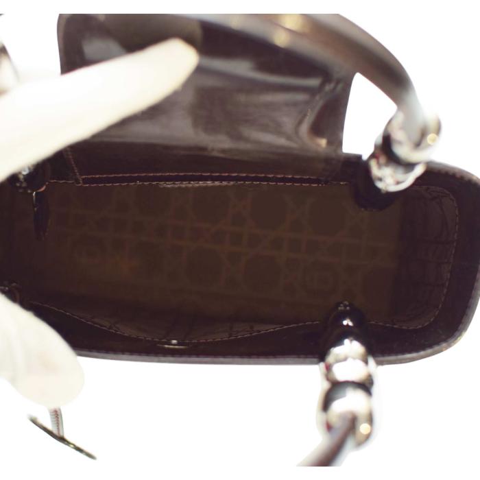 Christian Dior Vintage Dark Brown / Purple Patent Leather Maris Pearl Handbag 