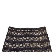 Alice + Olivia Black Elastic Sheer Lace Long Skirt Half Lined size 2 