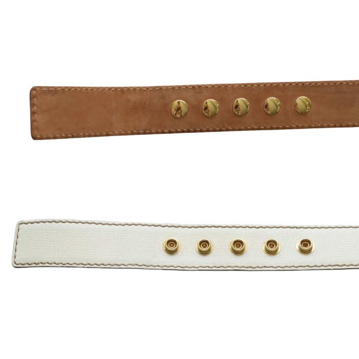 DOLCE & GABBANA WOMAN'S White Leather Gold Tone HW BELT Size 85 / 34