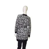 Alessandro Dell'Acqua Black & White Shiny Knit Belted Long Cardi Cardigan size S