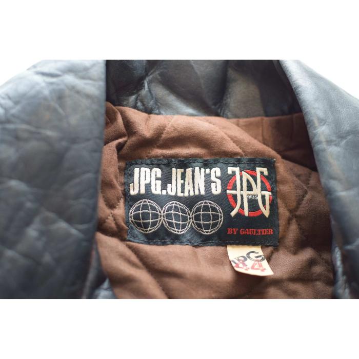 Jean Paul Gaultier JPG Jeans Black Distressed Leather Crop Biker Jacket size 44