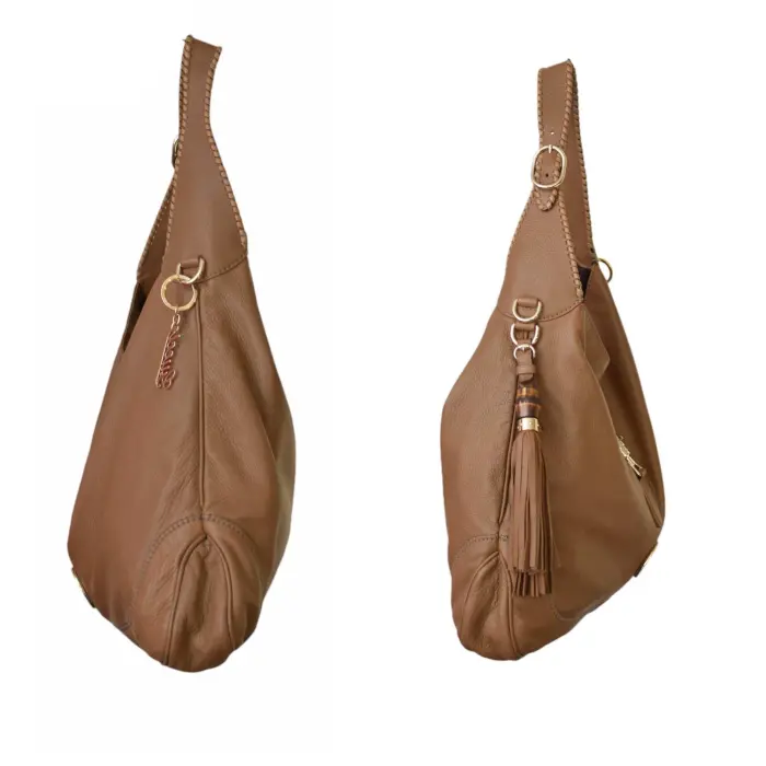 GUCCI New Jackie Brown Leather Tassels Large Hobo Shoulder