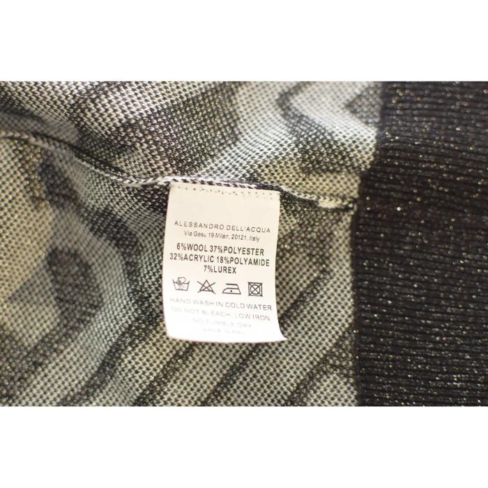 Alessandro Dell'Acqua Black & White Shiny Knit Belted Long Cardi Cardigan size S