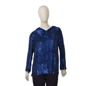 Parosh P.A.R.O.S.H. Fully Sequined Blue Blouse Top w. Hood size S