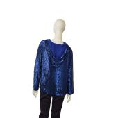 Parosh P.A.R.O.S.H. Fully Sequined Blue Blouse Top w. Hood size S