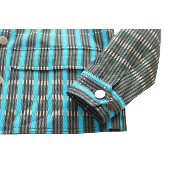 Carlisle Blue Green & Black Check Cotton Button Front Blazer Jacket size 4