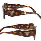 Prada SPR07Y Brown Tortoise Shell Print Degrade Polygon Braces Logo Sunglasses